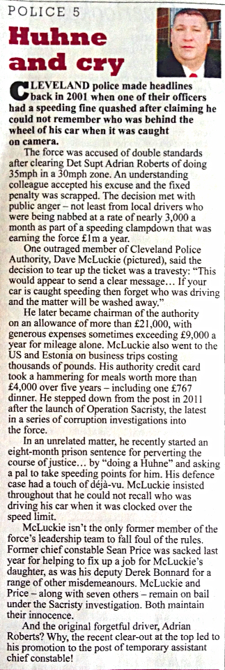 My Private Eye investigation into corruption allegations at Cleveland Police. As featured in "In the Back".